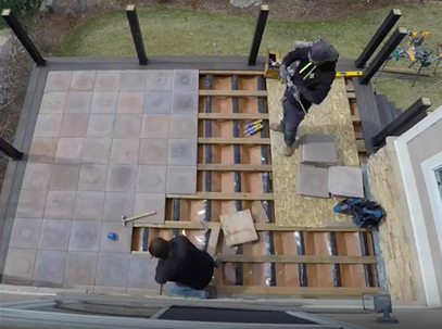 Installing DekTek Tile's Concrete Decking over Trex RainEscape