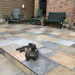 DekTek Tile Custom Colored Concrete Decking - Pecan Medley splashed with Cobblestone Gray