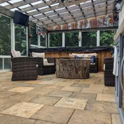 DekTek Tile concrete deck tiles on three season porch